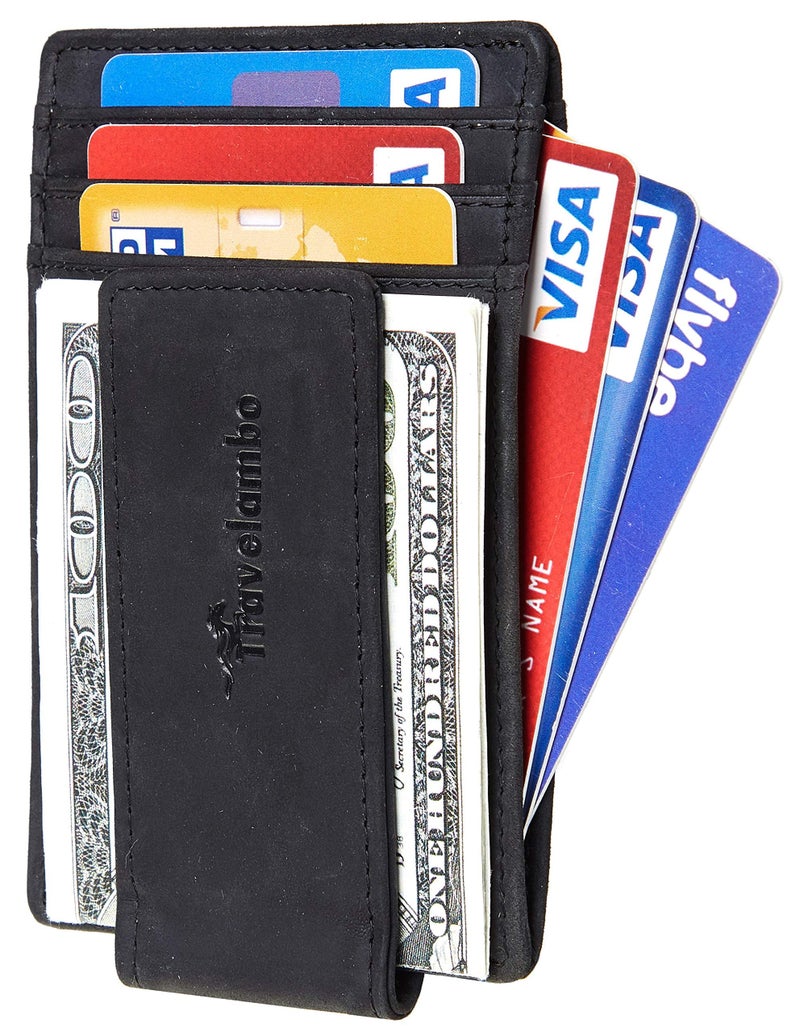 Travelambo محفظة سفرلامبو بملقط نقود لمحفظة جيب أمامية نحيفة وعصرية مع حماية من RFID (أسود كلاسيكي) - Image 2